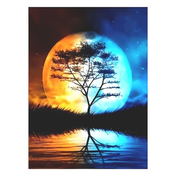 創彩 鑽石貼畫  城堡氣球圖案  倒影月亮  1組