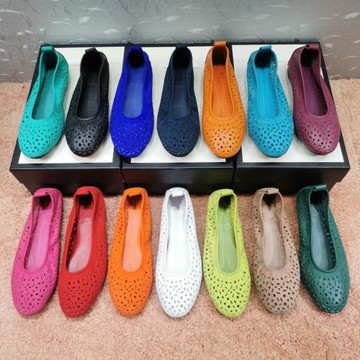 柜雅氏2025春夏新款鏤空洞洞鞋舒適軟底涼鞋真皮媽媽鞋平底單鞋女