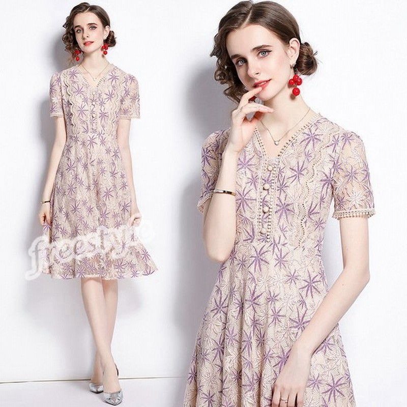 新品 結婚式 ドレス 安い 結婚式ワンピース お呼ばれ パーティードレス ワンピース 総レース 半袖 通販 Lineポイント最大get Lineショッピング