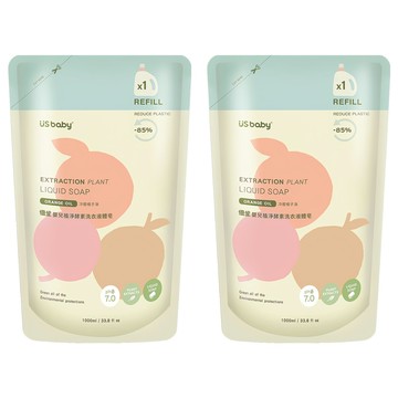 US baby 優生嬰兒植淨酵素洗衣液體皂 補充包 植萃淨味因子 柔細泡沫 易沖洗不殘留 不刺激肌膚和衣料  1L  2包
