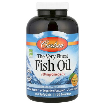 Carlson, 優質魚油，天然橙味，350 毫克，240 粒軟凝膠