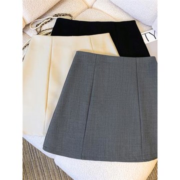 灰色西裝半身裙女2024新款夏季裙子今年流行爆款半裙高腰a字短裙
