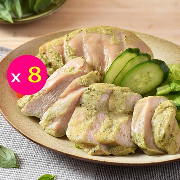 卜蜂 即食雞胸肉-塔香輕蒜x8包組_共16片 (220g/2片/包)