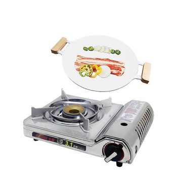 卡旺K1-A021HST攜帶式卡式爐  +韓式陶瓷平面烤盤33cm