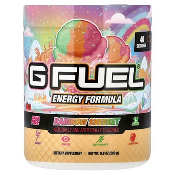 G FUEL, 能量幫助配方，彩虹雪酪，9.9 盎司（280 克）
