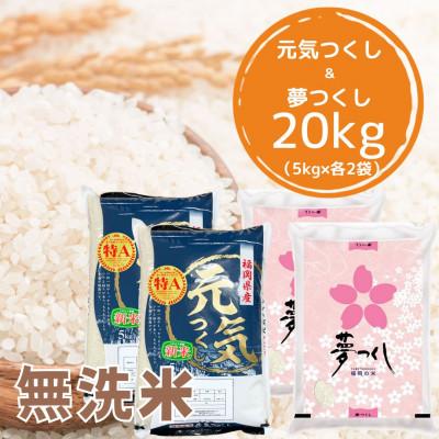 ふるさと納税 大任町 福岡県産米食べ比べ「夢つくし」と「元気つくし」セット計20kg 大任町