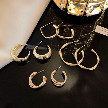 歐美金屬感冷淡風耳環女2020年新款潮耳飾高級大氣大耳圈氣質耳釘