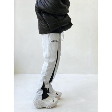 ASKYURSELF2023北方過冬重磅高克重梵文哥特字母水洗拼接喇叭衛褲