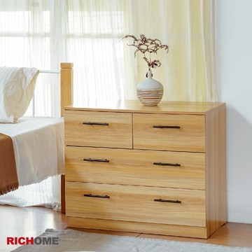 RICHOME 莎麗四抽櫃(美背設計)-橡木色 斗櫃 收納櫃 櫥櫃 衣櫃 書櫃 置物櫃 DR230