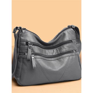 多層包包女軟皮百搭單肩包2025新款時尚休閑女士背包中老年媽媽包