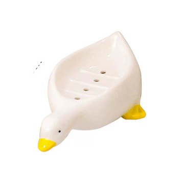 創意陶瓷肥皂盒可愛鴨子香皂盒置物架衛生間瀝水皂碟托高顏值防水
