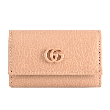 GUCCI 456118 GG Marmont 經典雙G釦式6孔鑰匙包.膚色