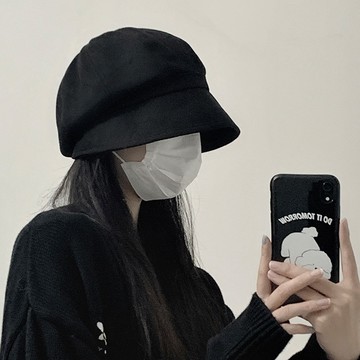 特賣🎀2025新款素顔遮臉百搭麂皮絨漁夫帽女顯臉小堆堆帽大頭圍貝雷帽冬季保暖帽子 加厚護耳毛綫帽 大頭圍顯臉小帽子 BM