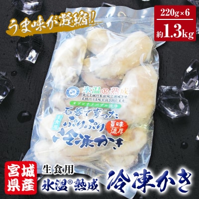 牡蠣 宮城県産 氷温熟成 かき 生食用(冷凍)220g×6袋 約1.3kg 小分け 冷凍 バラバラ