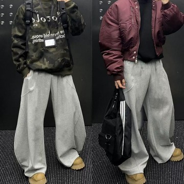 【20ss_select】解構線條廓形彎刀棉褲 巨大 彎刀褲 棉寬褲 大尺碼 棉褲 寬褲 闊腿褲 長褲 男生長褲
