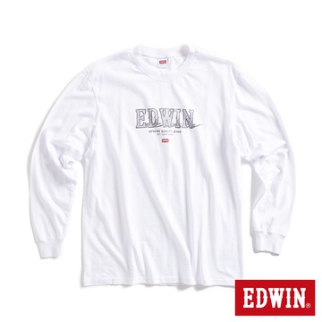 EDWIN 男款 網路獨家 精緻素描LOGO長袖T恤(白色)