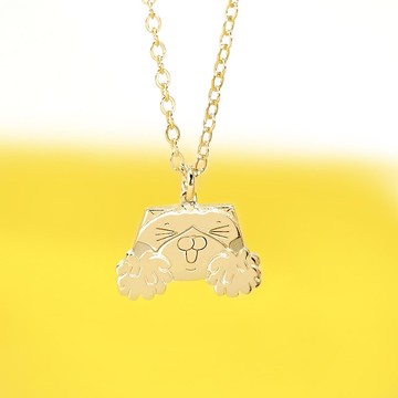 白爛貓卡片銀飾系列-LanLanCat為你加油純銀項鍊