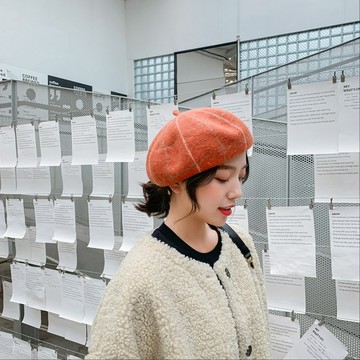 【蝦米良品】韓國純羊毛貝雷帽 100%羊毛 高質感保暖帽 抗寒流 英倫復古風 聖誕節 交換禮物 情人節禮物