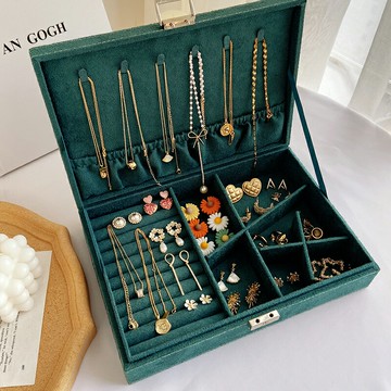 首飾盒歐式風耳釘耳環項鏈飾品展示架收納盒大容量復古珠寶抽屜盒