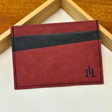 多功能紙革卡夾 氣勢紅黑 五個卡層 綠色時尚 天然纖維 職人手作