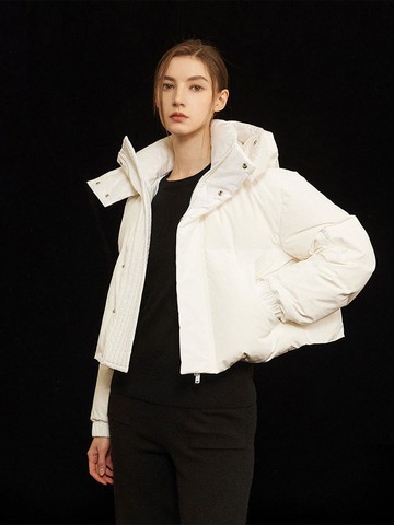 Cropped Lightweight Down Puffer Jacket [Beige]