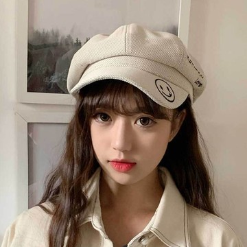 PS MALL休閒百搭韓潮笑臉文藝畫家帽 3入