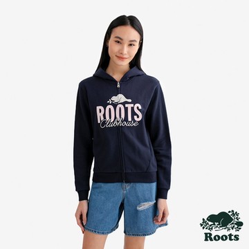 Roots女裝- CLUBHOUSE 連帽外套-軍藍色