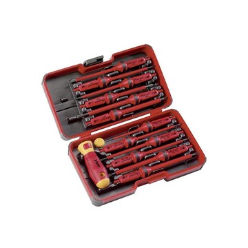 felo 聰明絕緣大小兩用工具組  高強度收納盒 + 絕緣起子握柄 + 精密起子旋鈕 + 12種起子  1組