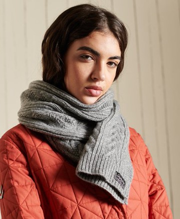 Superdry Women's Women's Cable Lux Scarf Light Grey / Soft Grey Marl - Size: 1SIZE