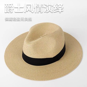 臺灣出🚚夏天潮旅遊度假沙灘寬沿防曬太陽男士遮陽禮帽巴拿馬草帽男女同款704