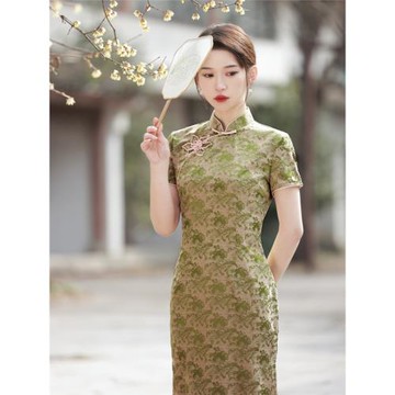 何旗春夏長款修身日常改良旗袍中國風年輕氣質優雅宴會顯瘦連衣裙
