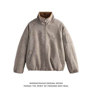 美式時尚潮流長袖外套男秋冬新款休閒百搭寬鬆上衣男