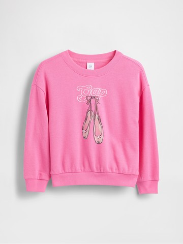 女幼童裝 Logo印花圓領大學T-粉色