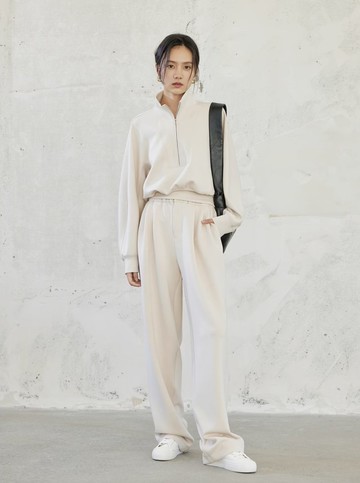 法式極簡 / 立領廓形短衛衣 / 衛褲套裝 / 銅氨