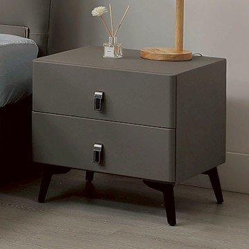 文創集 泰斯1.5尺二抽皮革床頭櫃-45x41x45cm免組