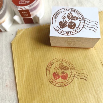 橡皮章【復古可愛草莓郵戳風印章】