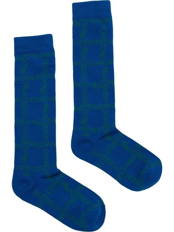 JW Anderson - monogram-print socks - unisex - Cotton/Polyester/Elastane - M - Blue