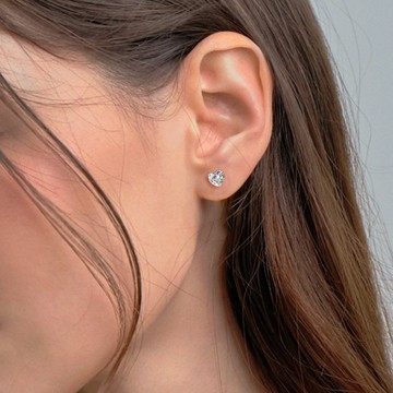 Enclair 女性鋯石墜入愛河鑽石999純銀耳環  白色