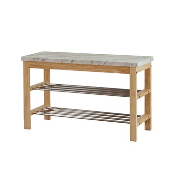 【RICHOME】大理石紋路穿鞋椅純黑色