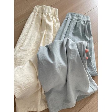 冰絲奶芙山本褲女夏季薄款肌理感垂感寬松慵懶休閑松緊腰闊腿褲子