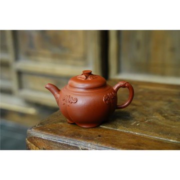 90年臺定一善推薦 特級好料大紅袍泥 全手精工經典五福臨門紫砂壺