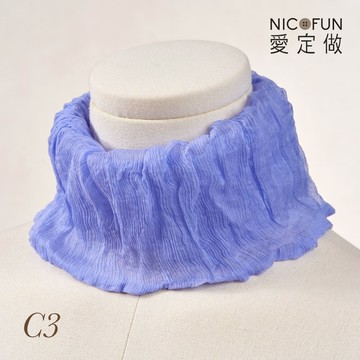 【森林海洋系】俏麗17 柳葉絲⼩摺圍脖 百搭圍脖 100%桑蠶絲 真絲 領巾 圍巾 圍脖 髮帶 皺褶 NicoFun