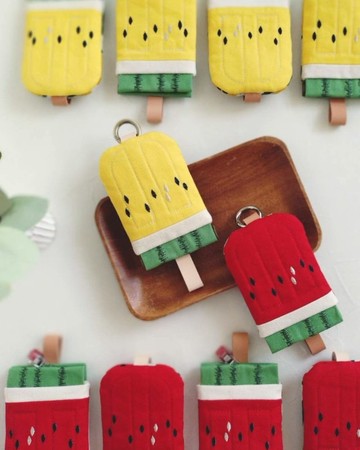 【KSK/西瓜冰棒口金包】夏季限定製作! 刺繡 日本布 帆布 水果