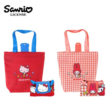 【日本正版】三麗鷗 雙層保冷 摺疊購物袋 環保袋 保冷袋 保冷提袋 保溫袋 凱蒂貓 美樂蒂