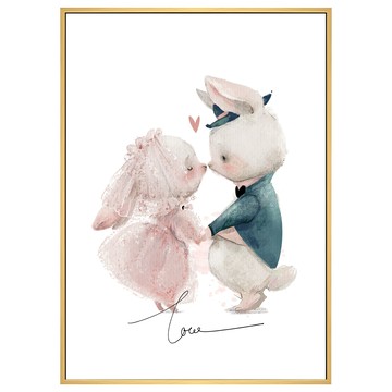 Boluo 菠蘿選畫所 Yes I do! APLS4641D 掛畫 59.4 x 42cm 木色 可愛兔子情侶