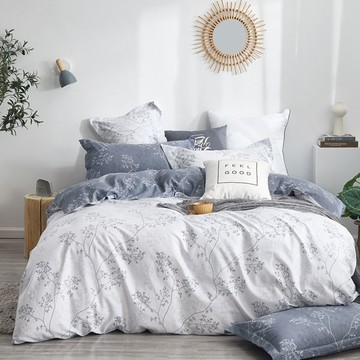 床包枕套組-單人 / 精梳純棉二件式 / 雪葉紛飛 台灣製