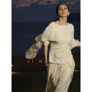 LiHuiEr李慧兒 舊柏林桔梗 度假風拍照好看小眾設計感上衣長袖T女