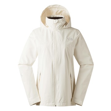 The North Face 女款 防水 透氣 連帽衝鋒外套 白