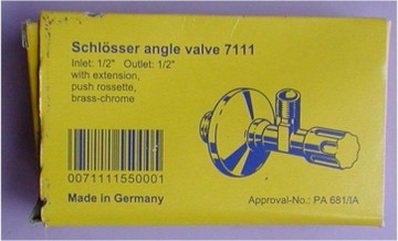 【麗室衛浴】德國原裝 schlosser 馬桶.臉盆龍頭專用三角凡爾 四分進水 四分出水 F-002