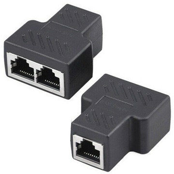 UniSync RJ45一分二網路轉接器/網路信號分接器/三母頭 2入組